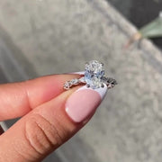 Oval Cut Moissanite Engagement Ring with Marquise Side Stones Valentine Special Ring for Her Mapple Gems